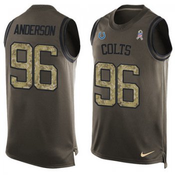 Men's Indianapolis Colts #96 Henry Anderson Green Salute to Service Hot Pressing Player Name & Number Nike NFL Tank Top Jersey