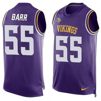 Men's Minnesota Vikings #55 Anthony Barr Purple Hot Pressing Player Name & Number Nike NFL Tank Top Jersey