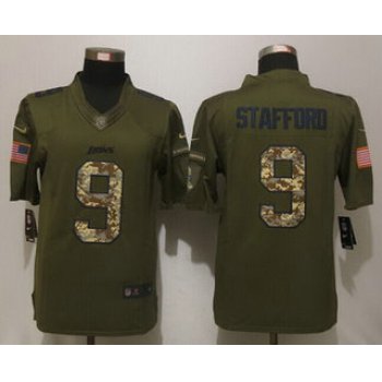 Men's Detroit Lions #9 Matthew Stafford Green Salute to Service 2015 NFL Nike Limited Jersey
