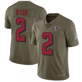 Nike Atlanta Falcons #2 Matt Ryan Olive Men's Stitched NFL Limited 2017 Salute To Service Jersey