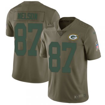 Nike Green Bay Packers #87 Jordy Nelson Olive Men's Stitched NFL Limited 2017 Salute To Service Jersey