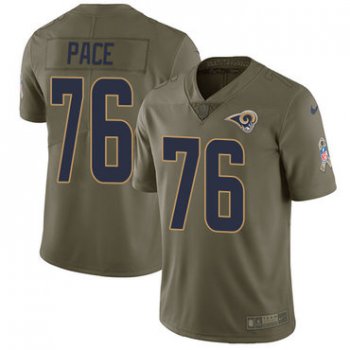 Nike Los Angeles Rams #76 Orlando Pace Olive Men's Stitched NFL Limited 2017 Salute to Service Jersey
