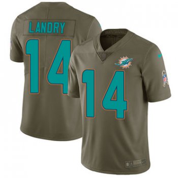 Nike Miami Dolphins #14 Jarvis Landry Olive Men's Stitched NFL Limited 2017 Salute to Service Jersey
