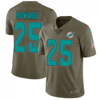 Nike Miami Dolphins #25 Xavien Howard Olive Men's Stitched NFL Limited 2017 Salute to Service Jersey