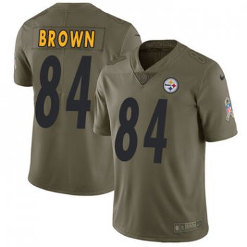 Nike Pittsburgh Steelers #84 Antonio Brown Olive Men's Stitched NFL Limited 2017 Salute to Service Jersey