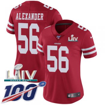 Nike 49ers #56 Kwon Alexander Red Super Bowl LIV 2020 Team Color Women's Stitched NFL 100th Season Vapor Limited Jersey