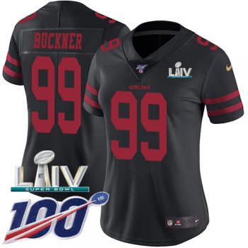 Nike 49ers #99 DeForest Buckner Black Super Bowl LIV 2020 Alternate Women's Stitched NFL 100th Season Vapor Limited Jersey