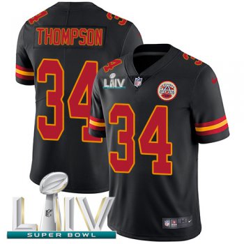 Nike Chiefs #34 Darwin Thompson Black Super Bowl LIV 2020 Men's Stitched NFL Limited Rush Jersey