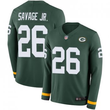 Packers #26 Darnell Savage Jr. Green Team Color Men's Stitched Football Limited Therma Long Sleeve Jersey