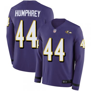 Ravens #44 Marlon Humphrey Purple Team Color Men's Stitched Football Limited Therma Long Sleeve Jersey