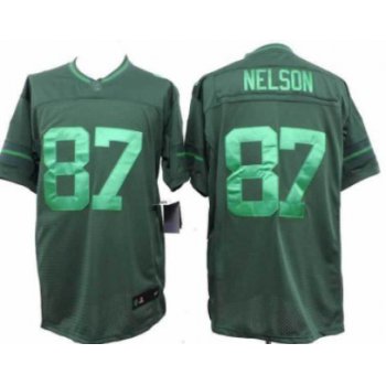 Nike Green Bay Packers #87 Jordy Nelson Drenched Limited Green Jersey