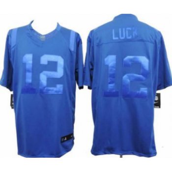 Nike Indianapolis Colts #12 Andrew Luck Drenched Limited Blue Jersey