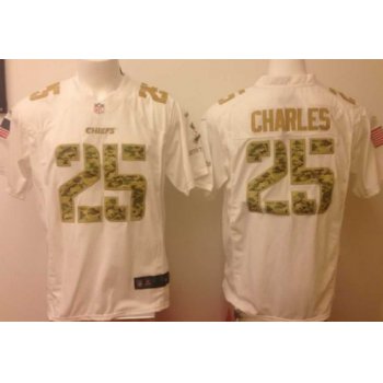 Nike Kansas City Chiefs #25 Jamaal Charles Salute to Service White Game Jersey
