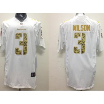 Nike Seattle Seahawks #3 Russell Wilson Salute to Service White Game Jersey