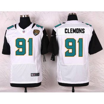 Men's Jacksonville Jaguars #91 Chris Clemons White Road NFL Nike Elite Jersey