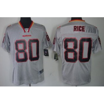 Nike San Francisco 49ers #80 Jerry Rice Lights Out Gray Elite Jersey