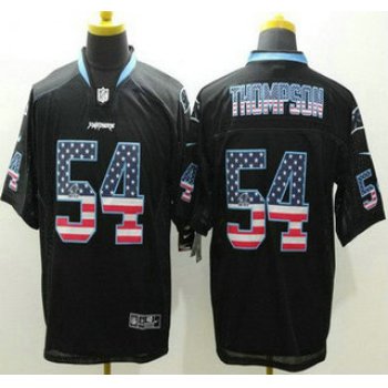 Men's Carolina Panthers #54 Shaq Thompson Black USA Flag Fashion NFL Nike Elite Jersey