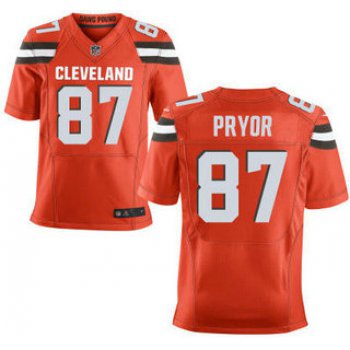 Men's Cleveland Browns Brown #87 Terrelle Pryor Orange Alternate 2015 NFL Nike Elite Jersey