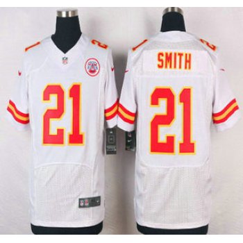 Men's Kansas City Chiefs #21 Sean Smith White Road NFL Nike Elite Jersey
