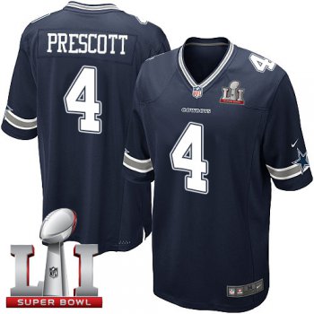 Nike Cowboys #4 Dak Prescott Navy Blue Team Color Stitched NFL Super Bowl LI 51 Elite Jersey