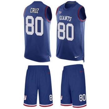 Nike Giants #80 Victor Cruz Royal Blue Team Color Men's Stitched NFL Limited Tank Top Suit Jersey