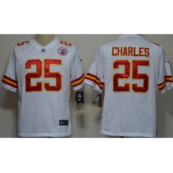Nike Kansas City Chiefs #25 Jamaal Charles White Game Jersey