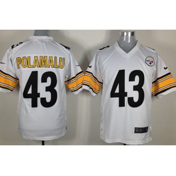 Nike Pittsburgh Steelers #43 Troy Polamalu White Game Jersey