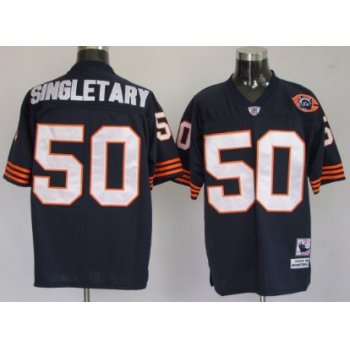 Chicago Bears #50 Mike Singletary Blue Throwback With Bear Patch Jersey