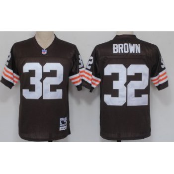 Cleveland Browns #32 Jim Brown Brown Short-Sleeved Throwback Jersey