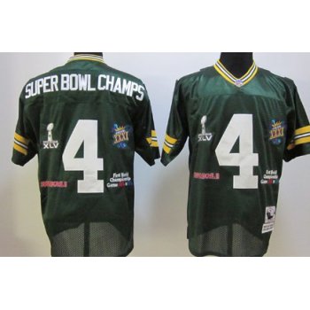 Green Bay Packers #4 Super Bowl Champs Green Throwback Jersey
