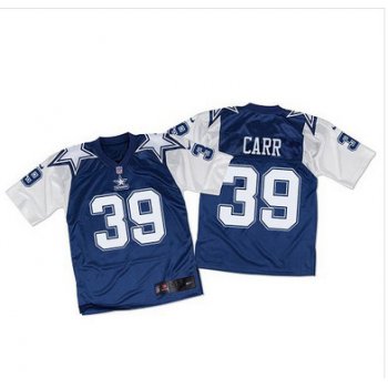 Nike Cowboys #39 Brandon Carr Navy BlueWhite Throwback Men's Stitched NFL Elite Jersey