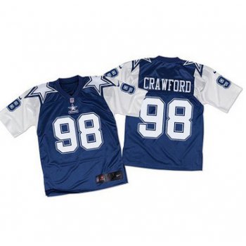 Nike Cowboys #98 Tyrone Crawford Navy BlueWhite Throwback Men's Stitched NFL Elite Jersey