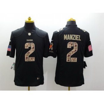 Nike Cleveland Browns #2 Johnny Manziel Salute to Service Black Limited Jersey