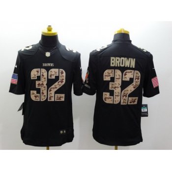 Nike Cleveland Browns #32 Jim Brown Salute to Service Black Limited Jersey