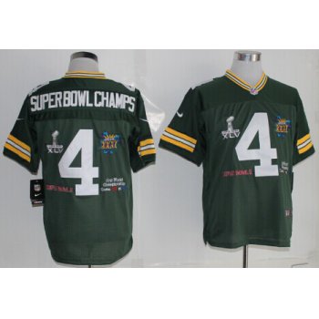 Nike Green Bay Packers #4 Super Bowl Champs Green Elite Jersey