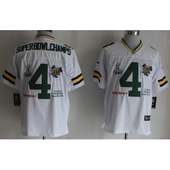 Nike Green Bay Packers #4 Super Bowl Champs White Elite Jersey
