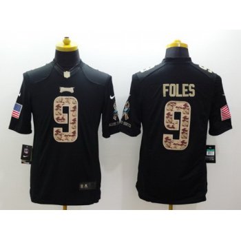 Nike Philadelphia Eagles #9 Nick Foles Salute to Service Black Limited Jersey