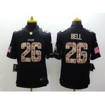 Nike Pittsburgh Steelers #26 LeVeon Bell Salute to Service Black Limited Jersey