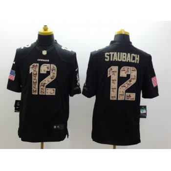 Nike Dallas Cowboys #12 Roger Staubach Salute to Service Black Limited Jersey