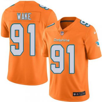 Nike Miami Dolphins #91 Cameron Wake Orange Men's Stitched NFL Limited Rush Jersey