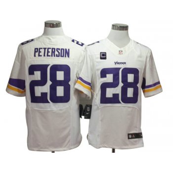 Size 60 4XL Adrian Peterson Minnesota Vikings #28 White Stitched Nike Elite Jersey C Pacth