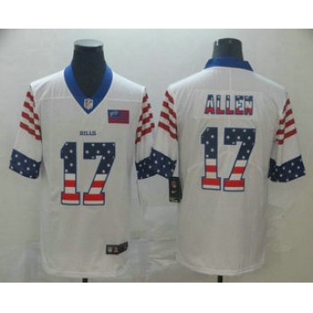 Men's Buffalo Bills #17 Josh Allen White Independence Day Stars Stripes Jersey