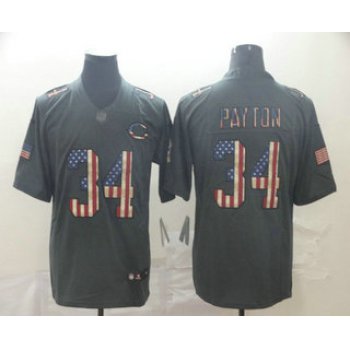 Men's Chicago Bears #34 Walter Payton 2019 Black Salute To Service USA Flag Fashion Limited Jersey