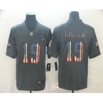 Men's Minnesota Vikings #19 Adam Thielen 2019 Black Salute To Service USA Flag Fashion Limited Jersey