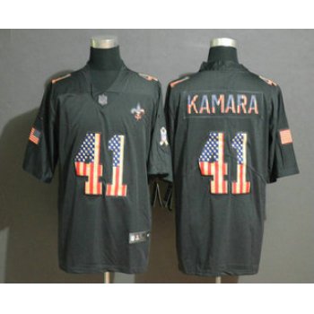 Men's New Orleans Saints #41 Alvin Kamara 2019 Black Salute To Service USA Flag Fashion Limited Jersey