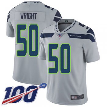 Men's Seattle Seahawks #50 K.J. Wright Grey Football Alternate Vapor Untouchable 100th Season Limited Jersey
