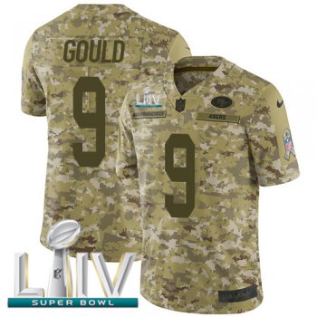 Nike 49ers #9 Robbie Gould Camo Super Bowl LIV 2020 Men's Stitched NFL Limited 2018 Salute To Service Jersey