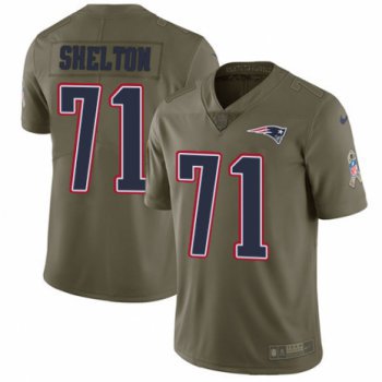 Men's Nike New England Patriots #71 Danny Shelton Limited Olive 2017 Salute to Service NFL Jersey