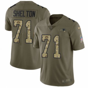Men's Nike New England Patriots #71 Danny Shelton Limited Olive Camo 2017 Salute to Service NFL Jersey