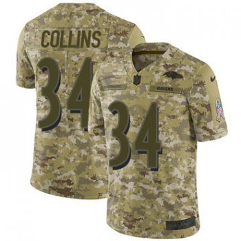 Nike Ravens #34 Alex Collins Camo Men's Stitched NFL Limited 2018 Salute To Service Jersey